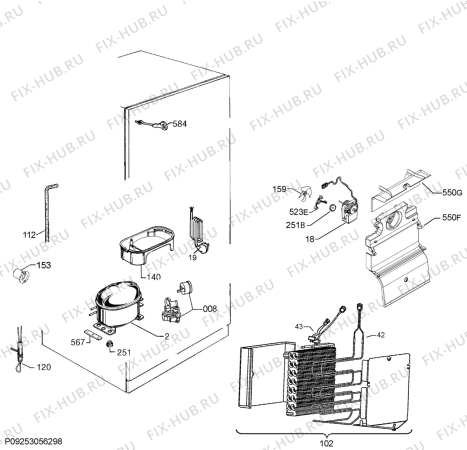 Взрыв-схема холодильника Zanussi ZRB32212WA - Схема узла Cooling system 017