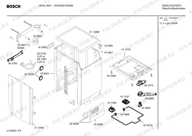 Схема №4 WOK2601SN WOK2601 с изображением Вкладыш в панель для стиралки Bosch 00360186