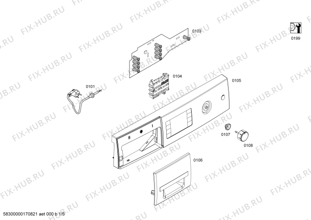 Схема №5 WAS24461SG Bosch Logixx VarioPerfect с изображением Модуль управления, запрограммированный для стиралки Bosch 00791810