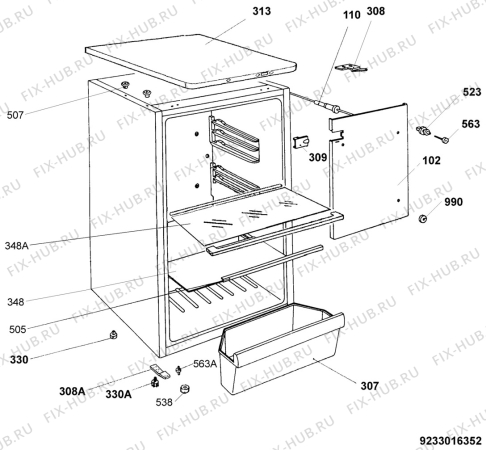 Взрыв-схема холодильника Faure FRA325CW - Схема узла Housing 001