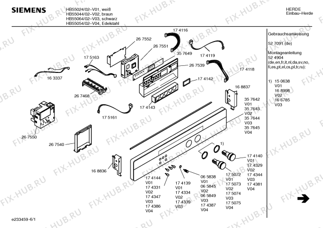 Схема №6 HB56064FN с изображением Переключатель режимов для духового шкафа Siemens 00267468
