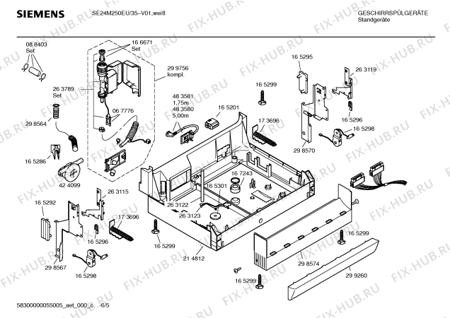 Взрыв-схема посудомоечной машины Siemens SE24M250EU - Схема узла 05