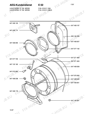 Взрыв-схема стиральной машины Aeg LTH37700 - Схема узла Drum