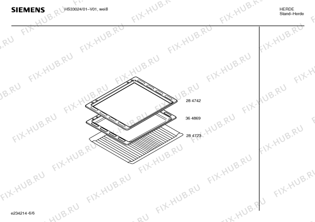 Схема №6 HS33024 Siemens с изображением Инструкция по эксплуатации для плиты (духовки) Siemens 00581436