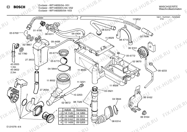 Схема №4 WFV4830SI EXCLUSIV 4830 с изображением Инструкция по эксплуатации для стиралки Bosch 00517285