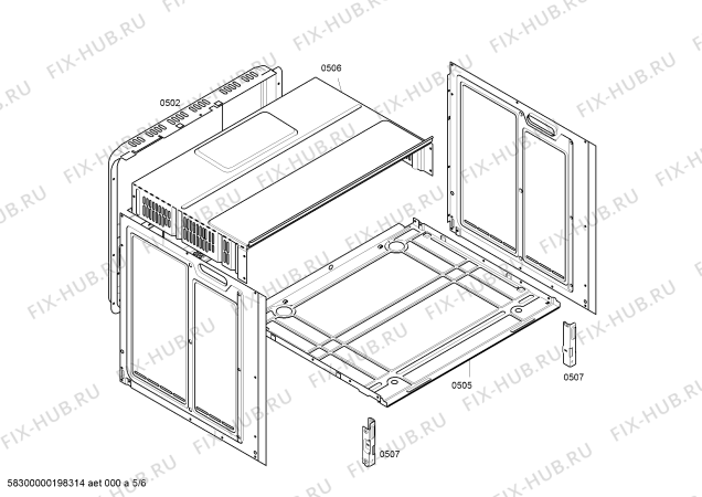 Взрыв-схема плиты (духовки) Bosch HBN231S3R Bosch - Схема узла 05