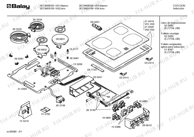 Схема №1 3EC900B с изображением Плата для плиты (духовки) Bosch 00263751