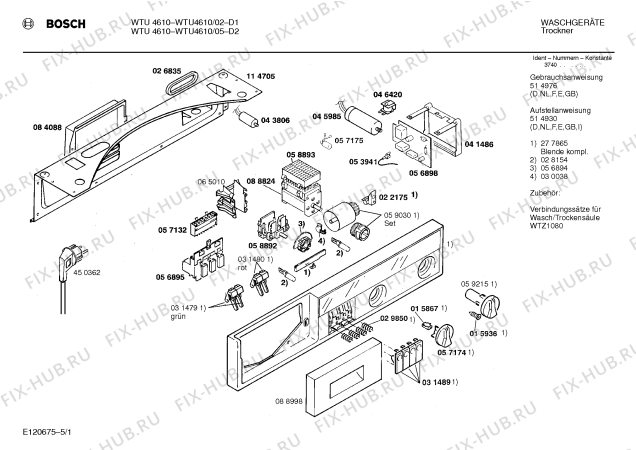 Схема №4 WTU4610 с изображением Панель для сушильной машины Bosch 00277865