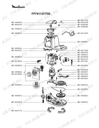 Взрыв-схема кухонного комбайна Moulinex FP741127/700 - Схема узла VP005014.3P3