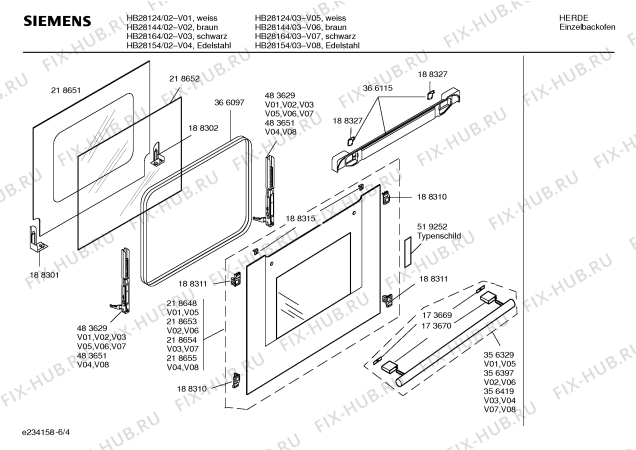 Схема №6 HB28154 с изображением Инструкция по эксплуатации для плиты (духовки) Siemens 00581073