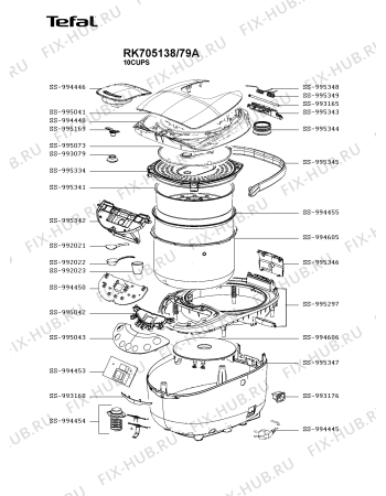 Схема №1 RK705138/79B с изображением Корпусная деталь для электропароварки Tefal SS-995043