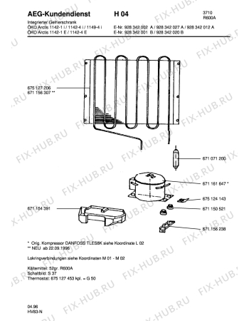 Взрыв-схема холодильника Aeg ARC1149-4 I - Схема узла Freezer cooling system