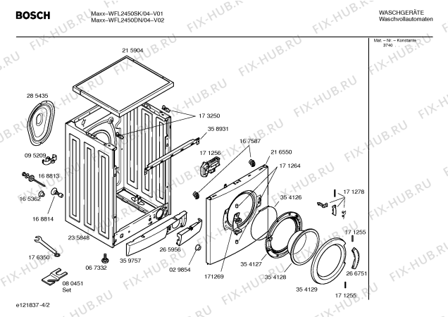 Схема №4 WFL2450SK WFL2450 с изображением Инструкция по установке и эксплуатации для стиралки Bosch 00527369
