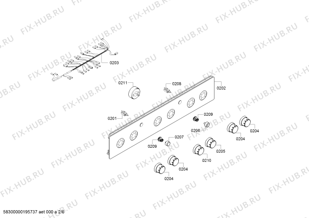 Взрыв-схема плиты (духовки) Bosch HGA233220R - Схема узла 02