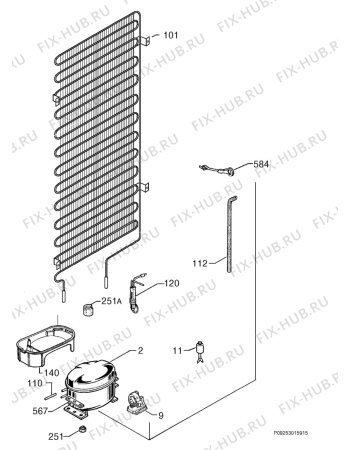 Взрыв-схема холодильника Aeg Electrolux SC81640-4I - Схема узла Cooling system 017