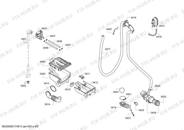 Схема №5 WM10K20SME IQ 300 с изображением Бак для стиральной машины Bosch 00713032