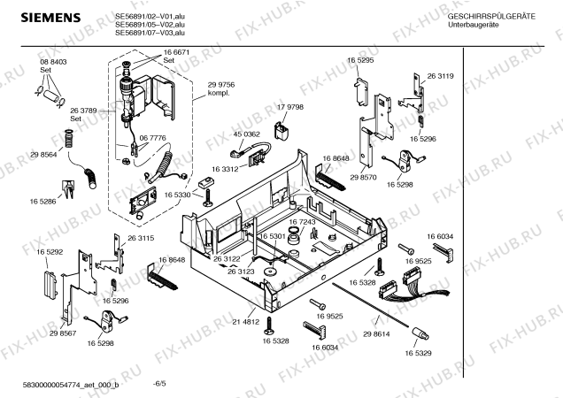 Взрыв-схема посудомоечной машины Siemens SE56891 - Схема узла 05