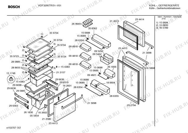 Схема №3 KDF3295TR с изображением Клапан для холодильника Bosch 00264697