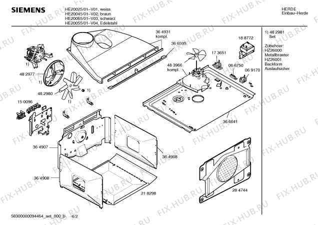 Схема №6 HE20025 с изображением Инструкция по эксплуатации для плиты (духовки) Siemens 00581085