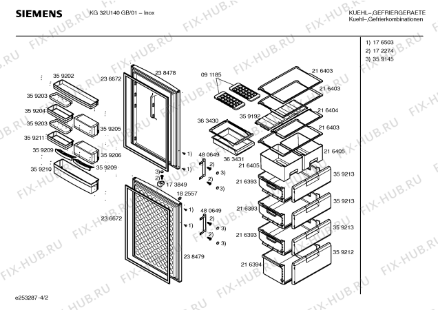 Взрыв-схема холодильника Siemens KG32U140GB - Схема узла 02