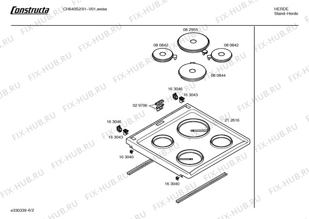 Взрыв-схема плиты (духовки) Constructa CH640S2 LOGO 640 - Схема узла 02