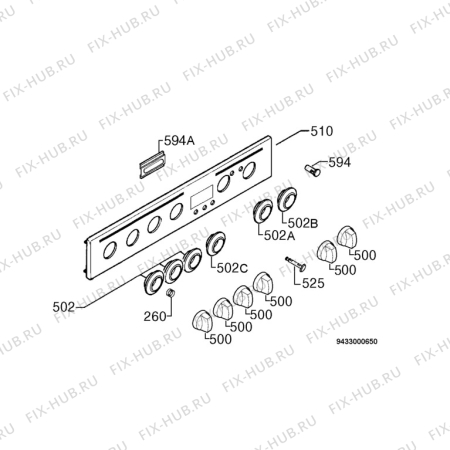 Взрыв-схема плиты (духовки) Aeg Electrolux 37006ML-WN - Схема узла Command panel 037