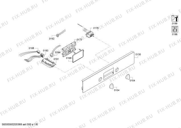 Схема №6 HBA23B150B Bosch с изображением Кабель для духового шкафа Bosch 10001250