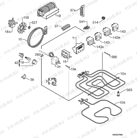 Взрыв-схема плиты (духовки) Privileg 693679_60680 - Схема узла Electrical equipment 268