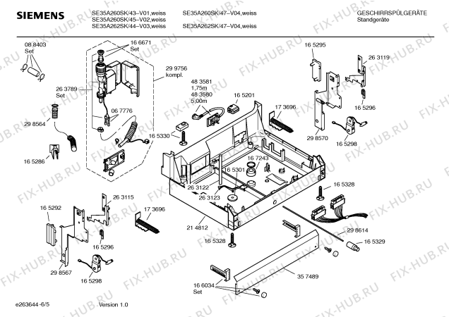 Взрыв-схема посудомоечной машины Siemens SE35A262SK - Схема узла 05