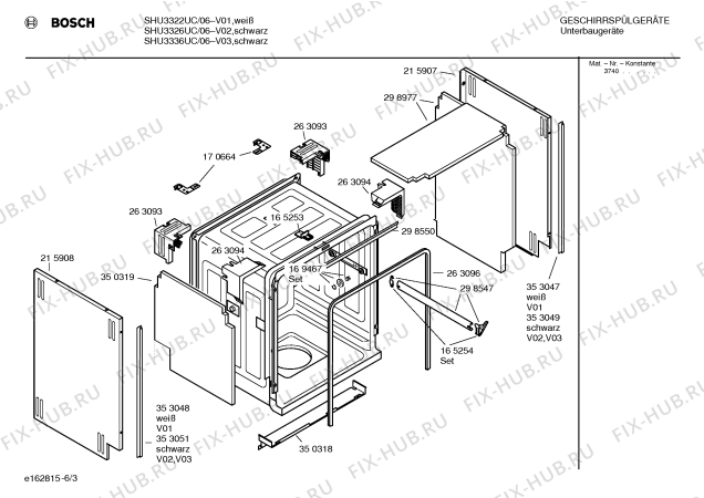 Взрыв-схема посудомоечной машины Bosch SHU3326UC DLX - Схема узла 03