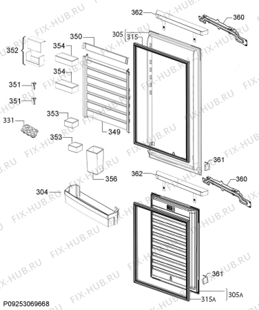 Взрыв-схема холодильника Aeg SCB61824LF - Схема узла Door 003
