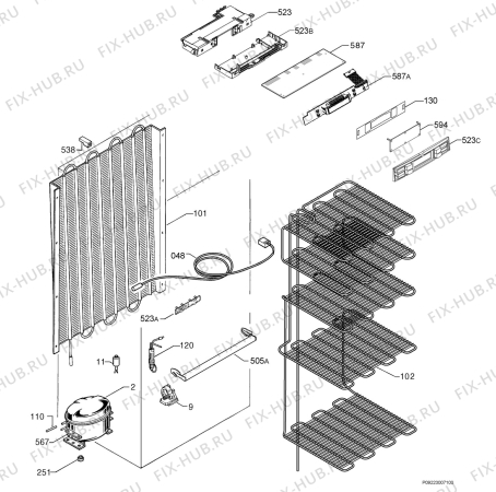 Взрыв-схема холодильника Privileg 256570_41441 - Схема узла Cooling system 017