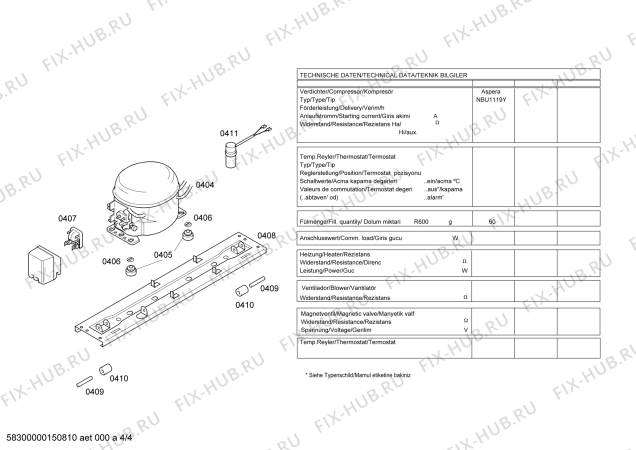 Взрыв-схема холодильника Siemens KD45NV04NE - Схема узла 04