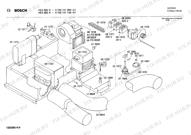 Взрыв-схема плиты (духовки) Bosch 0750141094 HEE682R - Схема узла 04