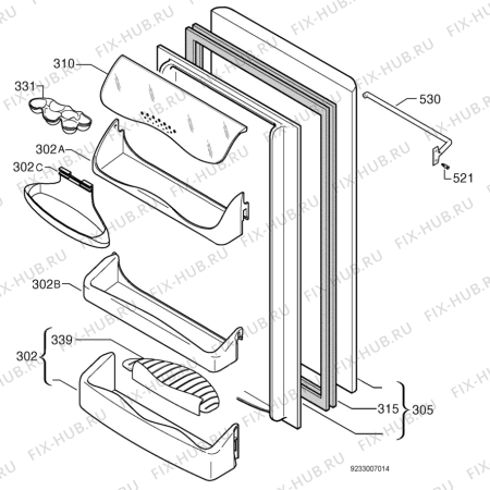 Взрыв-схема холодильника Rex Electrolux RA140X - Схема узла Door 003