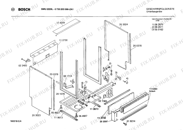 Взрыв-схема посудомоечной машины Bosch 0730203566 SMU2220L - Схема узла 04