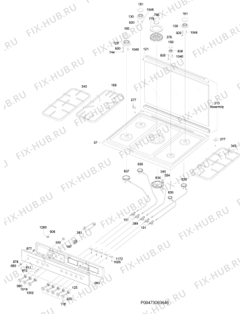 Взрыв-схема плиты (духовки) Rex Electrolux RKK961356X - Схема узла Section 1