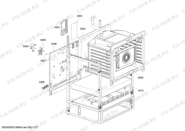 Взрыв-схема плиты (духовки) Bosch HES255U - Схема узла 03