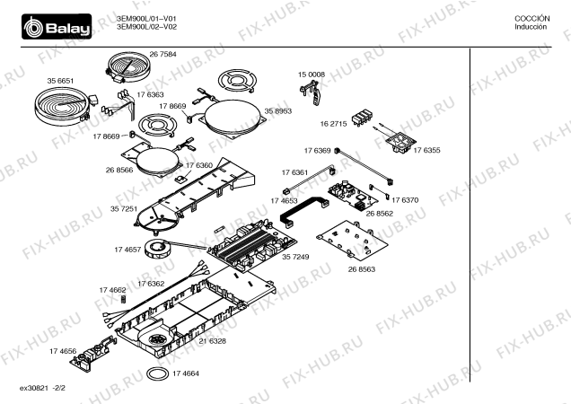Схема №2 3EM900L с изображением Стеклокерамика для плиты (духовки) Bosch 00216270