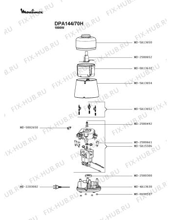 Схема №1 DPA241/70G с изображением Часть корпуса для электромиксера Tefal MS-4A13630