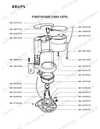 Взрыв-схема кофеварки (кофемашины) Krups F1827151D(0) - Схема узла IP001452.6P2