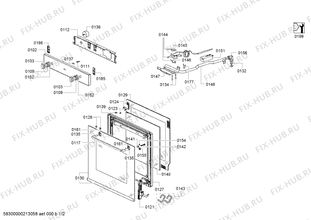 Схема №2 HGN10E050 с изображением Скоба для духового шкафа Bosch 12025702