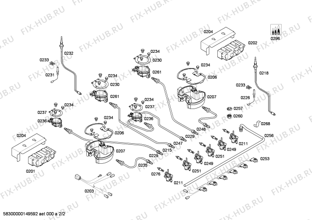 Схема №2 T29R66N1 ENC.T29R66N1 4G+1W RE-IG NE90F IH5 с изображением Головка поджига для плиты (духовки) Bosch 00616383