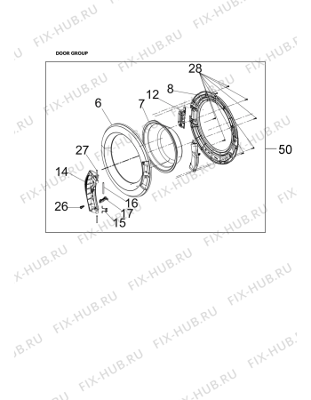 Схема №7 WM105V с изображением Ручка (крючок) люка для стиральной машины Whirlpool 482000019855
