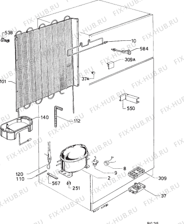 Взрыв-схема холодильника Zanussi ZF26/6D - Схема узла Cooling system 017