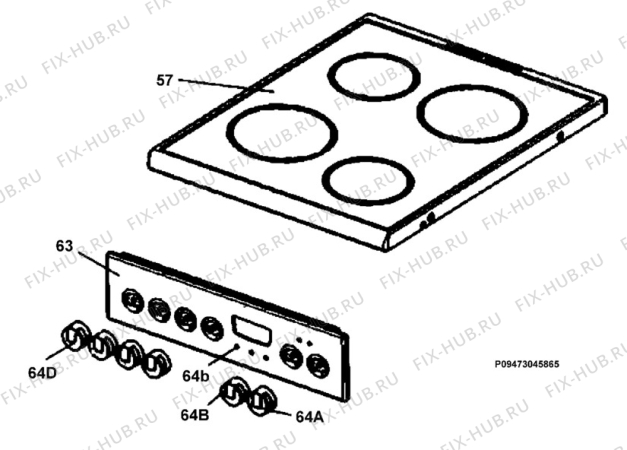 Взрыв-схема плиты (духовки) Electrolux EKC513513X - Схема узла Section 4