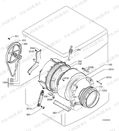 Взрыв-схема стиральной машины Husqvarna Electrolux QW14695 - Схема узла Functional parts 267