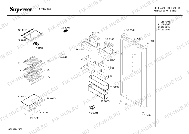 Взрыв-схема холодильника Superser 5FN3353 - Схема узла 02