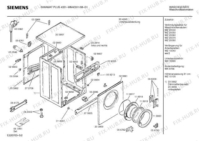 Схема №5 WM43311 SIWAMAT PLUS 4331 с изображением Панель управления для стиралки Siemens 00281834