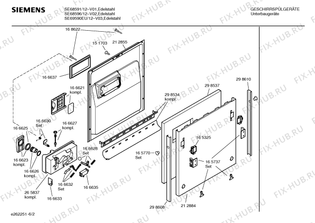 Схема №6 SE69590EU с изображением Рамка для посудомоечной машины Siemens 00351003